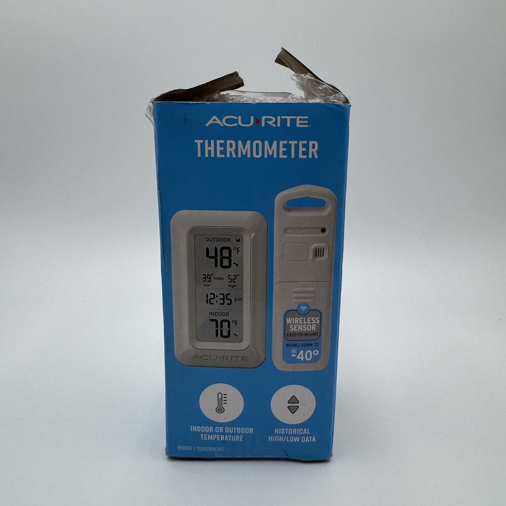 AcuRite 00826HDA2 Wireless Indoor Outdoor Thermometer Clock 81660 Open Box